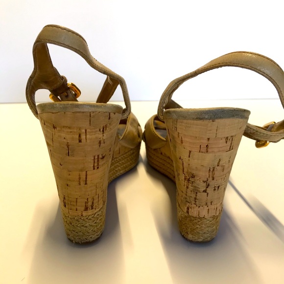 PRADA Leather Wedge Sandal Heels - Picture 2 of 9